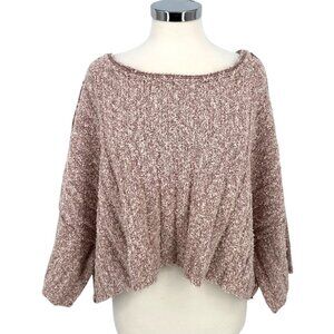 Free People Good Day Cropped Sweater  Mauve Boucle Knit Size Small